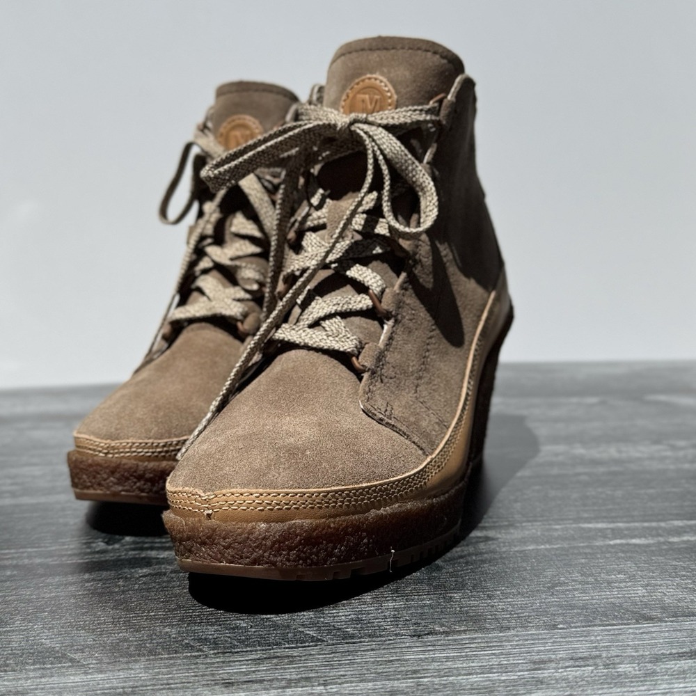 Merrell Tremblant Ankle Boots Women's 7.5 Brown Suede Wedge Lace-Up‎ Casual